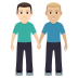 👨🏻‍🤝‍👨🏼 men holding hands: light skin tone, medium-light skin tone display on JoyPixels